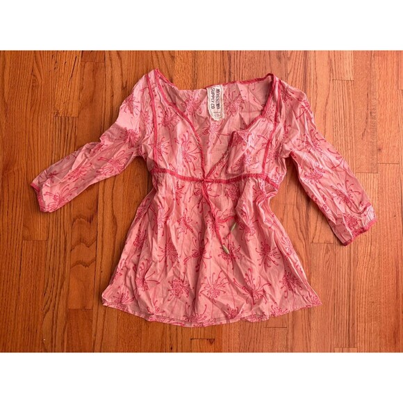 Mossimo Tops - Y2k Mossimo Women's Babydoll 3/4 Sleeve Cotton Floral Top Coquette Sz M